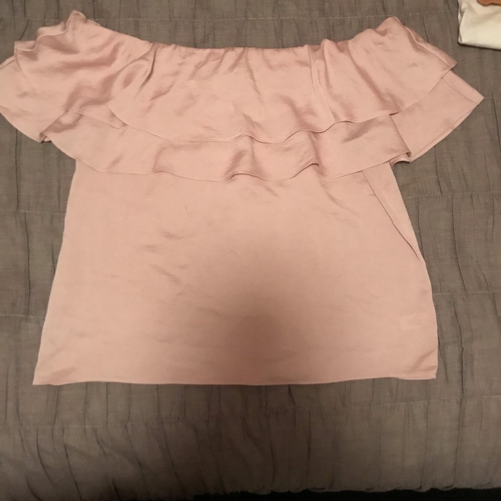 Express Pink Silk Off Shoulder Blouse